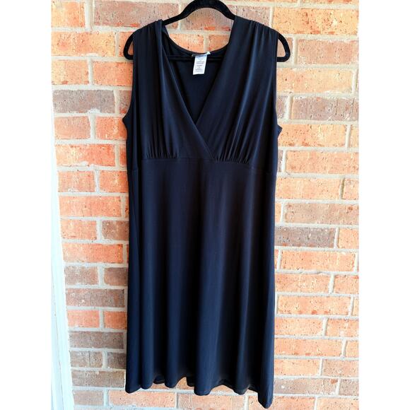 JMS Easy Dressing Dresses & Skirts - JMS Easy Dressing Womens Black V-Neck Stretch Sleeveless Wrap Mini Dress Size 2X